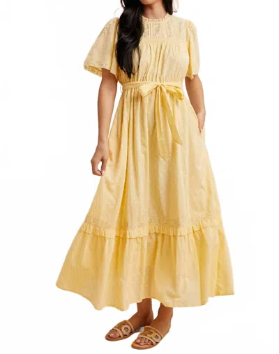 In-loom Swiss Dot Flutter Sleeve Maxi Dress In Lemon Water In Yellow