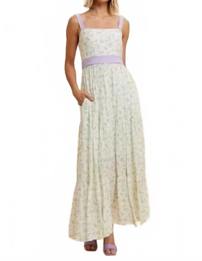 In-loom Viscose Contrasted Floral Print Maxi Dress In Green