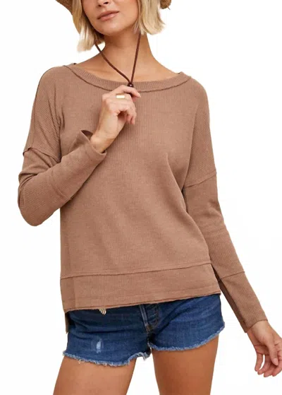 In-loom Waffle Knit Thermal Top In Dusty Camel In Brown