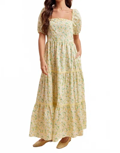 In-loom Women's Floral Square Neck Maxi Dress In Marigold In Gold