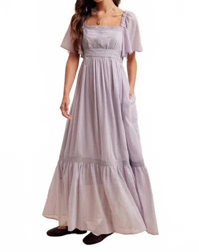 In-loom Women's Lace Flutter Sleeve Maxi Dress In Whisper Grey In Multi