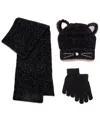 Inmocean Big Girls 3-piece Hat, Gloves, And Scarf Set In Black