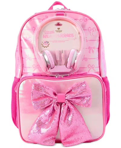 Inmocean Kids' Big Girls Bow Backpack, Lunch Bag & Headphone Set