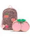 Inmocean Big Girls Cheetah And Patch Backpack, Keychain & Lunch Bag Set