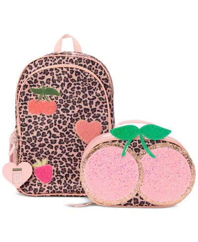 Inmocean Kids' Big Girls Cheetah And Patch Backpack, Keychain & Lunch Bag Set