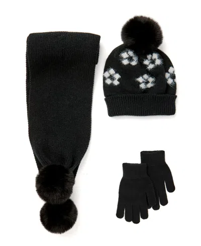 Inmocean Kids' Big Girls Hat, Glove, Scarf, 3 Piece Set In Black