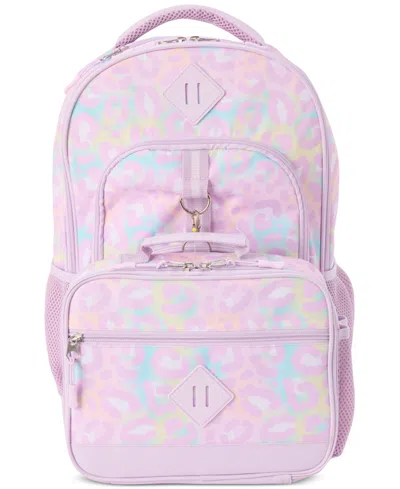 Inmocean Kids' Big Girls Pastel Cheetah Backpack & Lunch Bag Set