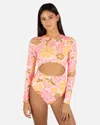 Inmocean Women's Isola Cut Out Long Sleeve Moderate Surfsuit In Coral Blossom