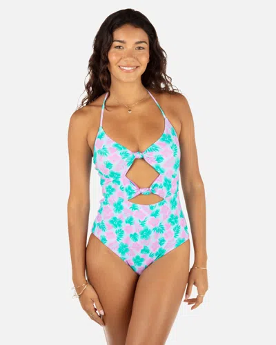 Inmocean Women's Lani Floral Cheeky Knot One Piece In Teal