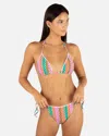 Inmocean Women's Printed Stripe Crochet Scrunch Classic Tri Top In Orchid