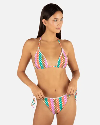 Inmocean Women's Printed Stripe Crochet Scrunch Classic Tri Top In Orchid