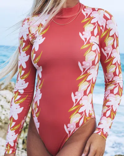 Inmocean Women's Sand Dollar Long Sleeve Zip Back Moderate Surf Suit In Sienna