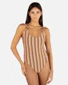 Inmocean Women's Sunset Shine Stripe Moderate Crossback One Piece In Sunrise Pink