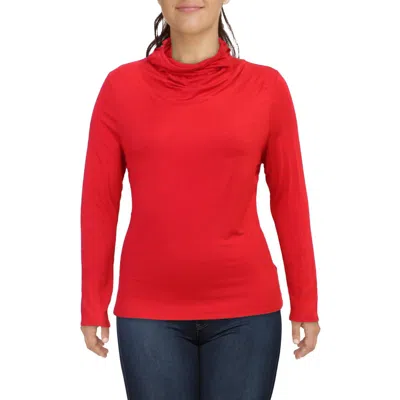 Inner Beauty Womens Turtleneck Tee Convertible Face Mask Turtleneck Top In Red