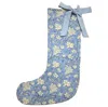 Inner Child Blue Holiday Floral Blockprint Stocking In Blue