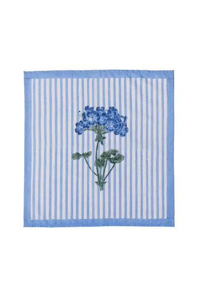 Inner Child Blue / White Blue Hydrangea Blockprint Napkins, Set Of Four