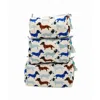 Inner Child Blue / White / Brown Dashing Doxies Blockprint Toiletry Makeup Bag, Set Of Three