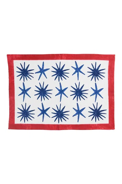 Inner Child Blue / Yellow / Orange Celestial Matisse Blockprint Placemat, Set Of Two