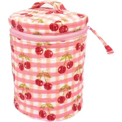 Inner Child Cherry Round Upright Makeup Bag In Red