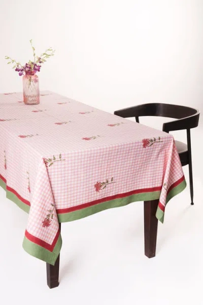 Inner Child Dahlia Gingham Tablecloth In Pink