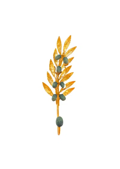 Inner Child Gold / Green Olive Wall Hook In Gold
