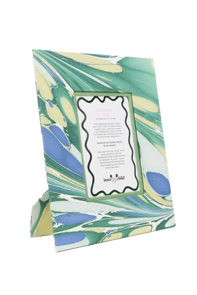 Inner Child Green / Blue Green & Blue Hand-marbled Large Wall Picture Frame, 5x7