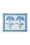 Inner Child Green / Blue / White Blue Hydrangea Blockprint Placemat, Set Of Two
