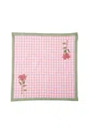 Inner Child Green / Pink / Purple Dahlia Gingham Blockprint Napkins, Set Of Four