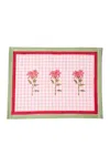 Inner Child Green / Pink / Purple Dahlia Gingham Blockprint Placemat, Set Of Two