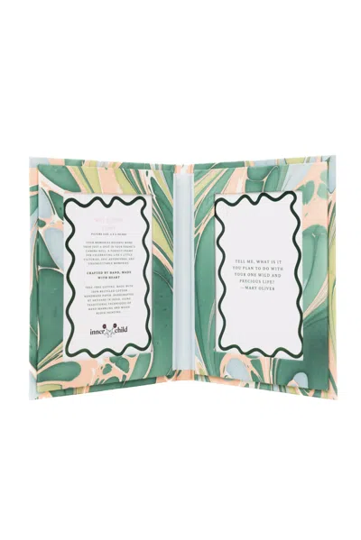 Inner Child Green / Pink / Purple Hand Marbled Picture Frame Folding Book In Green & Pink