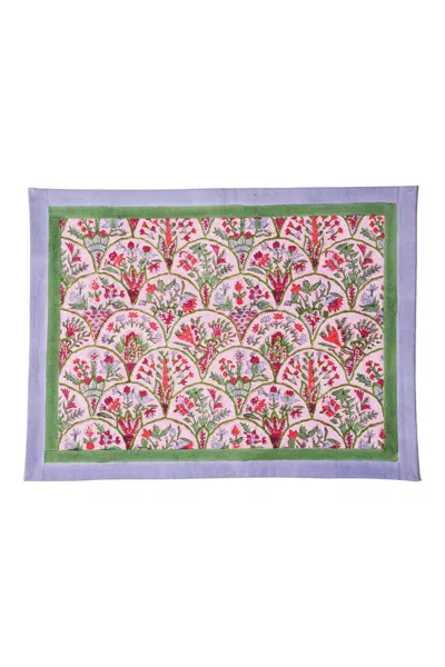 Inner Child Green / Pink / Purple Pink Arch Blockprint Placemat Set Of 2