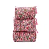 Inner Child Green / Pink / Purple Pink Arch Blockprint Toiletry Makeup Bag, Set Of Three