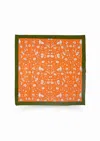 Inner Child Green / Yellow / Orange Birds Of A Feather Orange Blockprint Fall Napkins, Set Of Four