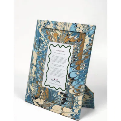 Inner Child Hand-marbled Large Wall Picture Frame In Blue
