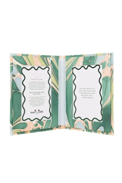 Inner Child Hand-marbled Picture Frame Folding Book In Green