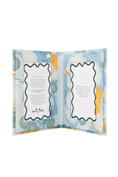 Inner Child Hand-marbled Picture Frame Folding Book In Blue