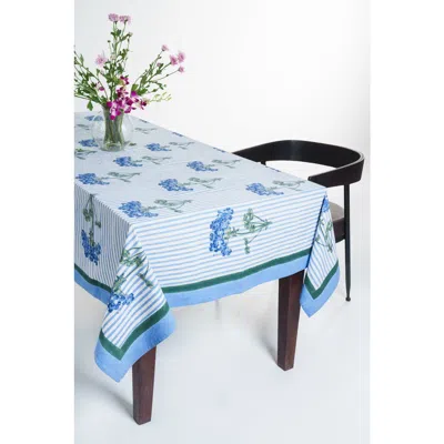 Inner Child Hydrangea Blockprint Tablecloth In Blue