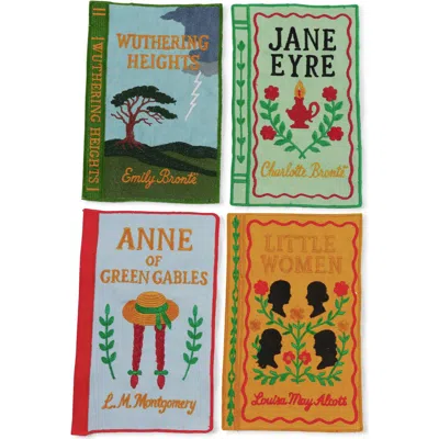 Inner Child Literary Heroines Books Embroidered Cocktail Napkins In Multi
