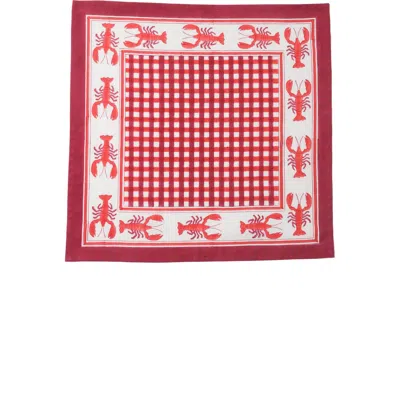 Inner Child Lobster Red Gingham Blockprint Napkins