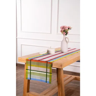 Inner Child Modernist Striped Tablerunner In Multi