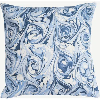 Inner Child Ocean Wave Hand-marbled Square Pillow In Blue