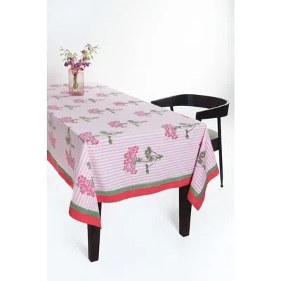 Inner Child Pink Hydrangea Blockprint Tablecloth