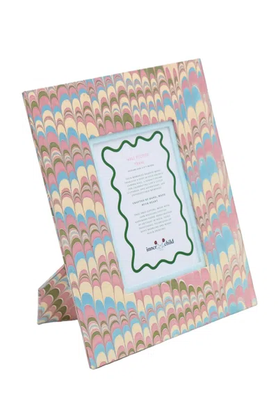Inner Child Pink / Purple / Blue Hand-marbled Large Wall Picture Frame In Lilac Blue
