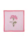 Inner Child Pink / Purple / White Pink Hydrangea Blockprint Napkins, Set Of Four
