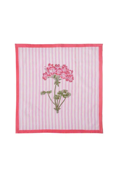 Inner Child Pink / Purple / White Pink Hydrangea Blockprint Napkins, Set Of Four