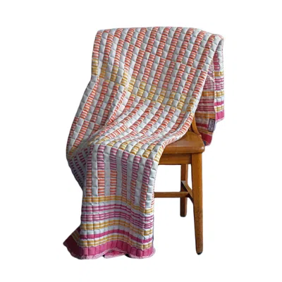Inner Child Pink / Purple / Yellow Sunset Sujani Quilt In King Size