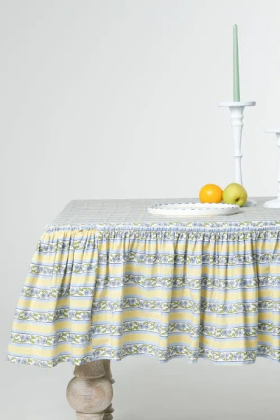 Inner Child Provence Ruffled Blockprint Tablecloth In Multi