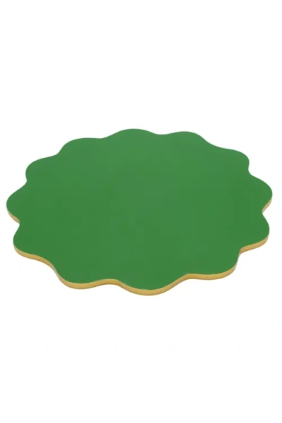 Inner Child Scalloped Lacquerware Placemats In Green