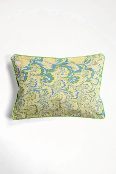 Inner Child Seaglass Peacock Hand-marbled Pillow In Multi