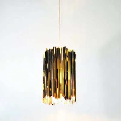 Innermost Facet 1 - Light Unique / Statement Cylinder Pendant In Polished Brass